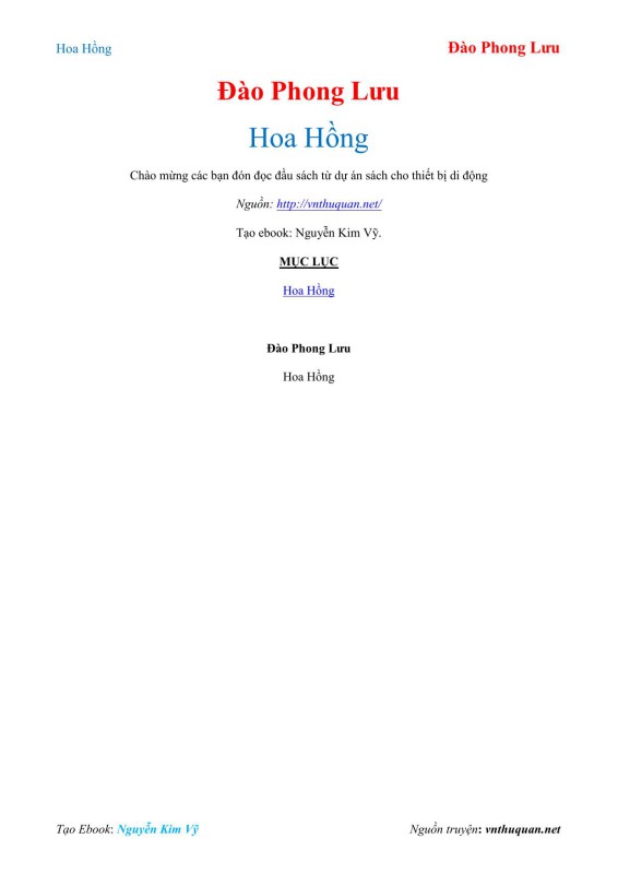 Cover of Hoa Hồng - Đào Phong Lưu